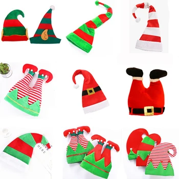 Osobnosti Vianočné Spp Plyšové Elf Hore, Zadný Dole Klobúk Santa Roztomilý Pruhy Cartoon Tvorivé Klobúky Nový Rok Party Rekvizity Dekor Dodávky