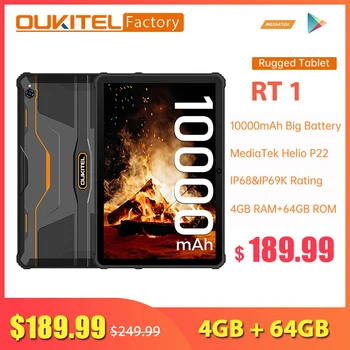 Oukitel RT1 10.1 Palcový FHD 10000mAh Robustný Tabletu, Telefónu 4GB+64GB Octa-Core Android Tablety 16MP Fotoaparát 4G LTE Pad PC