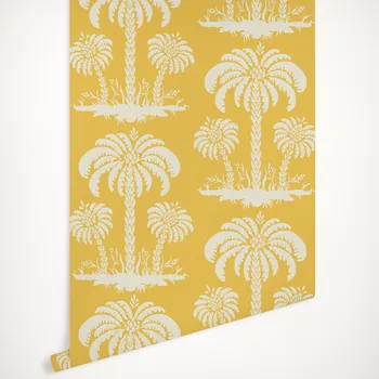 Palm Island Tapety Tropické tapety žltá späť Krém Palm v škandinávskom štýle