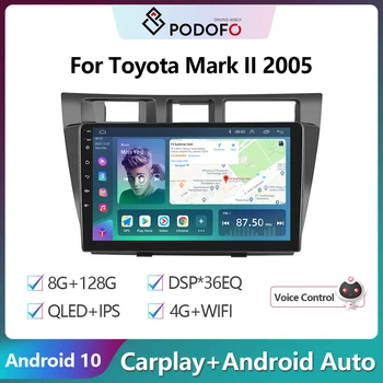 Podofo 2 Din Android 10 autorádia Multimidia Video Prehrávač Pre Toyota Mark II 2005 GPS Navigácie 2din Carplay Auto Stereo Prehrávač