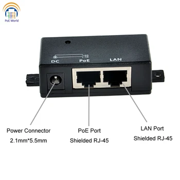 POE-1-WM 802.3 af Pasívne PoE Splitter Injektor 100mbps Ethernet Linker RJ45 Adaptér Wall Mount 2.1*5.5 DC 12-56V pre IP Kamery