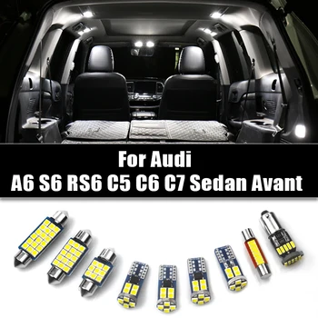 Pre Audi A6 S6 RS6 C5 C6 C7 Sedan Avant Auto LED Žiarovky Interiéru Stropné Lampy, Zrkadlo na líčenie Svetlá Rukavice Box Kufor Ľahké Príslušenstvo