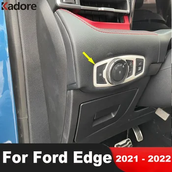Pre Ford Edge 2021 2022 Uhlíkových Vlákien Interiéru Vozidla Svetlometu Vedúci Svetlo Lampy Prepnúť Tlačidlo Panel Kryt Lišty Výbava Príslušenstvo