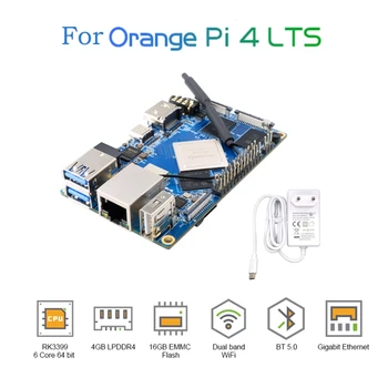 Pre Orange Pi 4 4GB+5V4A DC Napájanie RK3399 16 GB EMMC Vývoj Doska pre Android//Debian EÚ Plug