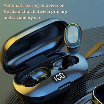 Prenosné Bezdrôtové Bluetooth Slúchadlá, LED Digitálny Displej Odtlačkov prstov Dotyk Subwoofer Počúvať Hudbu Mini Bezdrôtové Slúchadlá