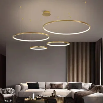 Prívesok Svetlá Moderné LED Luster Pre Obývacia Izba Krúžok Dizajn, Domáce Vnútorné Osvetlenie Jednoduché Kolo Nerezové Závesné Lampy
