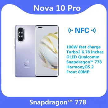 Pôvodné HUAWEI Nova 10 Pro 100W rýchle nabitie Turbo2 6.78 cm OLED Qualcomm Snapdragon™ 778 HarmonyOS 2 Predné 60MP