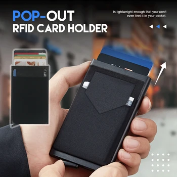 Rfid Smart Peňaženky Karty Držiteľa Kovový Tenký Slim Muži Ženy Peňaženky Pop-Up Mini Peňaženka Malé Čierne Kabelke peňaženku pre mužov