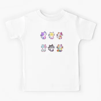 Roztomilý Pride Mačky T-Shirts Rodiny Zodpovedajúce Muži Ženy detské Letné Chlapci Dievčatá Topy T-shirt Deti Oblečenie Rodič-dieťa Top Čaj
