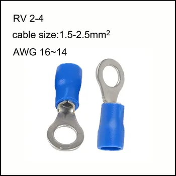 RV2-4 kábel veľkosť 1.5-2.5mm2 A. W. G. 16-14 27A medený Kábel koncového terminálu O typ izolované prstencom kolo terminálu nylon
