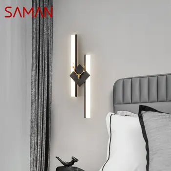 SAMAN Nordic Mosadz Nástenné Svietidlo Tvorivé Black Parohy Sconce Svetlo Moderné LED, 3 Farby pre Domáce Obývacia Izba, Spálňa Decor