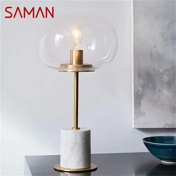 SAMAN Nordic stolná Lampa Moderného Vintage Sklo Tvorivé Mramorový Stôl Svetlo LED Jednoduché pre Domáce Hotel Spálne, Obývacia Izba Dekor