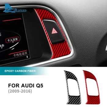 Skutočné Karbónová Nálepka Pre Audi Q5 2009 2010 2011 2012 2013 2014 2015 2016 Núdzové Svetlo Tlačidlo Panel Interiérom