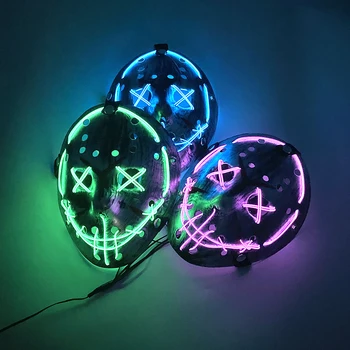 Slávny Film LED Neon Maska Decoratctive Rekvizity Cosplay Jason Voorhees Vrah Maska Strany Dodáva Svetlo Žiariace Maska