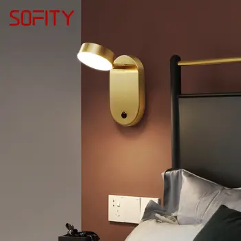 SOFITY Nordic Medi Nástenné Svietidlo LED, 3 Farby S vypínačom Mosadz Zlato Sconce Svetlo Pre Výzdoba Domov, Obývacia Izba, Spálňa Uličkou