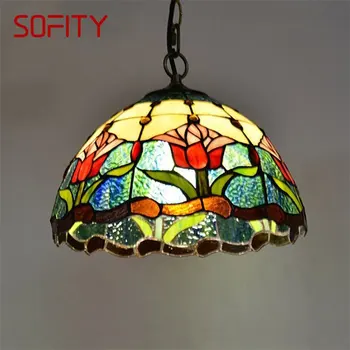 SOFITY Tiffany Prívesok Light LED Lampa Moderné Farebné Príslušenstvo Pre Domáce Jedáleň Dekorácie