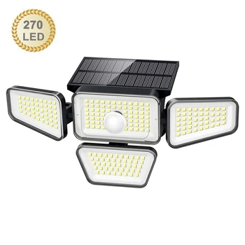 Solárne Vonkajšie Svetlo 6500K 270 LED Bezpečnostné Svetlá, Senzor Pohybu, Nástenné Svietidlá s 3 Režimami 330° Široký Uhol Povodňových Nástenné svietidlo