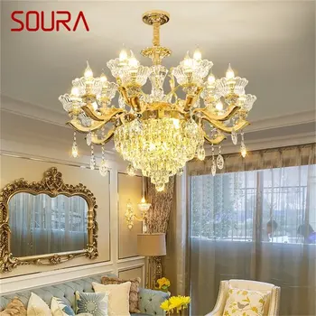 SOURA Moderný Luster Gold Luxusné Sviečka Prívesok Lampa LED Crystal Príslušenstvo pre Domáce Obývacia Izba, Spálňa Decor