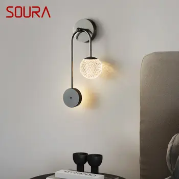 SOURA Súčasného Čiernej Medi Vedľa Lampy, LED, 3 Farby Krásne Tvorivé Sconce Svetlo pre Domáce lôžková Izba Dekor