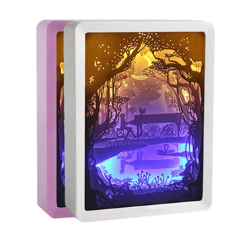 Starožitný Kreatívny Darček Nočné Svetlo Diy Papier Plavidlá Posteli Dekorácie Dekorácie Knihu na Čítanie 3D Svetlo a Tieň Papier Rezbárstvo Lampa