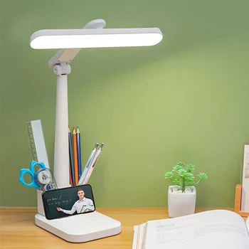Stolná Lampa Oči Ochrany Touch Ovládania Stmievateľné LED osvetlenie Vysokej Kvality USB Rechargable Stolná Lampa S Perom Držiaka Telefónu
