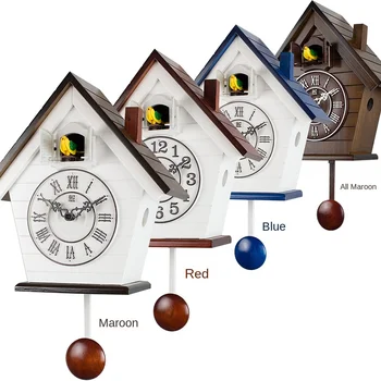 Svätý Shi Ťia 6061 pastoračnej farebné drevené svetlo-riadený kukučkové hodiny kukučkové hodiny hodiny dual-purpose multi-color do.