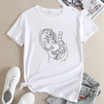 Tehotenstvo Anatómie 100% Bavlna T-shirt Zábavné Anatomické Tehotné Nové Mama Darček Tričko Ženy Vtipný Budúcnosti Pôrodná asistentka Tee Tričko Top