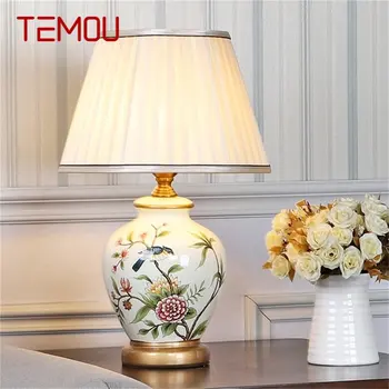 TEMOU Keramické Stolové Lampy, Meď Moderné Luxusné Vzor Stôl Svetlo LED Besjdes Pre Domáce Spálne