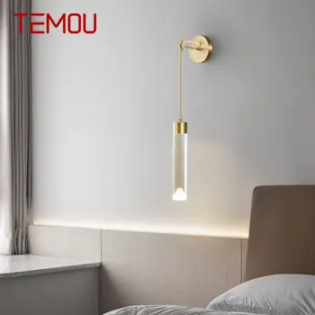 TEMOU Moderné Zlato Mosadz Nástenné Svietidlo LED, 3 Farby Vintage Tvorivé Sconce Svetlo pre Domáce lôžková Izba Dekor