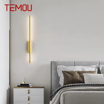 TEMOU Mosadzný Pás Nástenné Svietidlo Moderného Klasické LED, 3 Farby Jednoducho Kreatívne Sconce Svetlo pre Vnútorné Posteľ Obývacia Izba Dekor