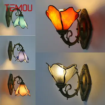 TEMOU Tiffany Nástenné Svietidlo LED Kreatívny Dizajn Skla Sconce Posteľ Svetlo pre Domáce Obývacej Izby, Spálne, Chodby Dekor