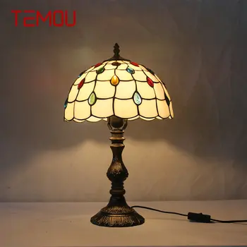 TEMOU Tiffany Sklenený Stôl Lampa LED Vintage Módy Jednoduchý Stôl Light Decor Pre Domáce Obývacia Izba, Spálňa, Nočné