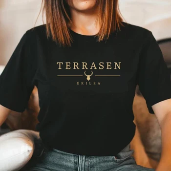 Terrasen T Shirt Trón Sklo Merch SJM Knižnej T-Shirt ACOTAR T-shirt Ženy Krátky Rukáv Tshirts Bežné Grafické Tees Top