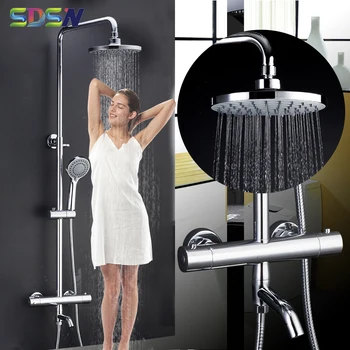 Themostatic Sprcha Set SDSN Leštený Chróm, Termostatické Kúpeľňa so Sprchou Batérie, Kvalita ABS Zrážok Sprcha Hlavu Kúpeľná Vaňa Sprcha