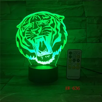 Tiger-Vedúci Model 3D LED Nočné Svetlo 7Colors stolná Lampa Novinka Produkt svetlo s Dotknite sa Tlačidla Office Svetlo Drop AW-636