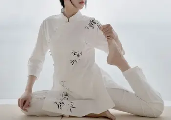 Top kvalita bavlny&bielizeň Jar žena kung-fu tai chi oblečenie položiť meditácie uniformy jogy vyhovovali ženy zen, farby biela