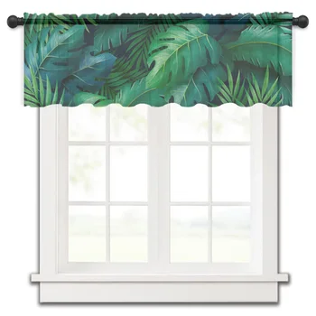 Tropické Rastliny V Lete Jungle Kuchyňa Malé Okno Opony Tylu Úplnej Krátke Záclonové Spálne, Obývacia Izba Domova Voile Závesy