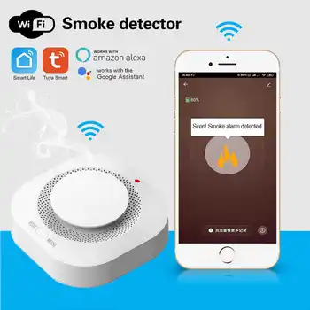 Tuya WiFi Dymový Alarm, Požiarny Detektor Dymu Senzor Domácnosti Oheň Wifi Dymu Snímanie Požiarnej Signalizácie Domáci Bezpečnostný Systém