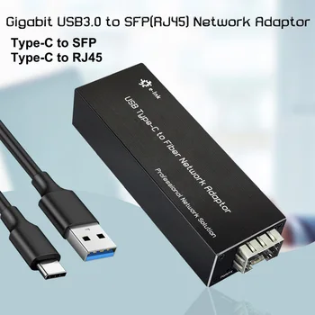 Typ-C SFP/RJ45 Gigabit Network Karty, USB3.0 NIC Mini Ethernet Adaptér Kompatibilný so systémom Windows Server/Windows/Linux/Mac OS