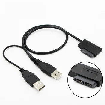 USB 2.0 6 7 13Pin Tenká Slim SATA Kábel s Vonkajším USB2.0 Napájanie Notebooku, Notebook, CD-ROM, DVD-ROM, ODD
