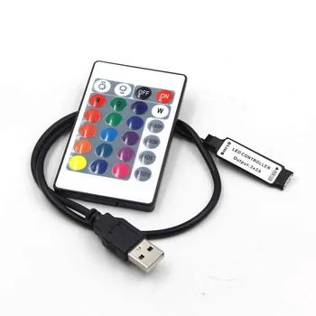 USB RGB Controller 5V 12V 24Keys IR Diaľkový ovládač Led Stmievač pre 5V RGB Led USB pásy svetla pásky lampa