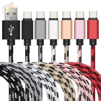 USB Typu C Kábel Prekladané Bavlna Pletená Drôt typec rýchlu nabíjačku USB C Kábel pre Typ-C Zariadenie odolné veľkoobchodné ceny 50pcs/veľa