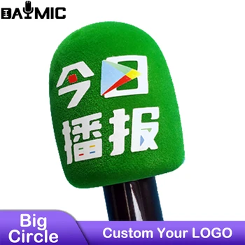 Veľký Kruh Dobrá Kvalita Tlače-logo-mikrofón-penový Kryt Mikrofónu na ochranu pred vetrom Vlastné LOGO