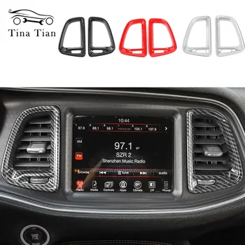 Vhodné pre Dodge Challenger 2015-2019 Zásuvky Otvor Kryt Príslušenstvo 2 PC ABS Uhlíkových vlákien farba Klimatizácia Ventilačné Dekorácie Kryt