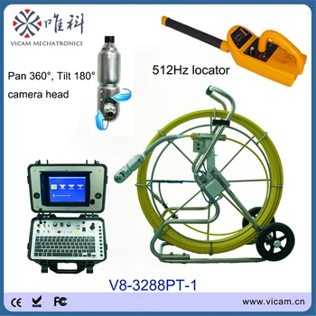 Vicam V8-3288PT-1 Pan tilt potrubia kontrola fotoaparát trubice 8 videá a 512Hz prijímač a 60 m sklolaminát kábel cievky