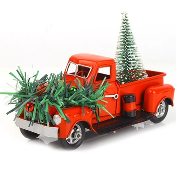 Vintage Červený Kamión Vianočný Dekor Ručne Červený Kamión Modelu Auta Kovov Na Vianočné Dekorácie ,A