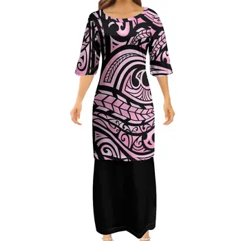 Vlastné Šaty Bežné Dvojvrstvové Šaty Polynézskej Vintage Štýl Tribal Jedinečný Dizajn Vlastné Novinka Šaty Nové Šaty