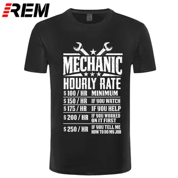 Vtipné Mechanik Hodinová Sadzba - Grafické T-Shirt - Späť Topy Tees Funky Bežné Bavlnené pánske Tričká Rodina
