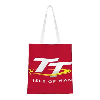 Vtipné Motocyklový Šport, Isle Of Man TT Preteky Nakupovanie Tote Bag Recyklácie s potravinami Plátno Shopper Taška cez Rameno