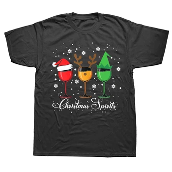 Vtipné Vianočné Poháre Vína Xmas Party, T Košele Grafické Bavlna Streetwear Krátky Rukáv Narodeninám Letné T-shirt
